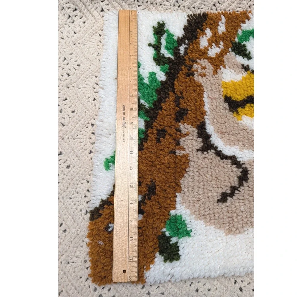 Vintage Latch Hook Rug Wall Hanging Koala Bear Tree Branch Retro 18x23 Art